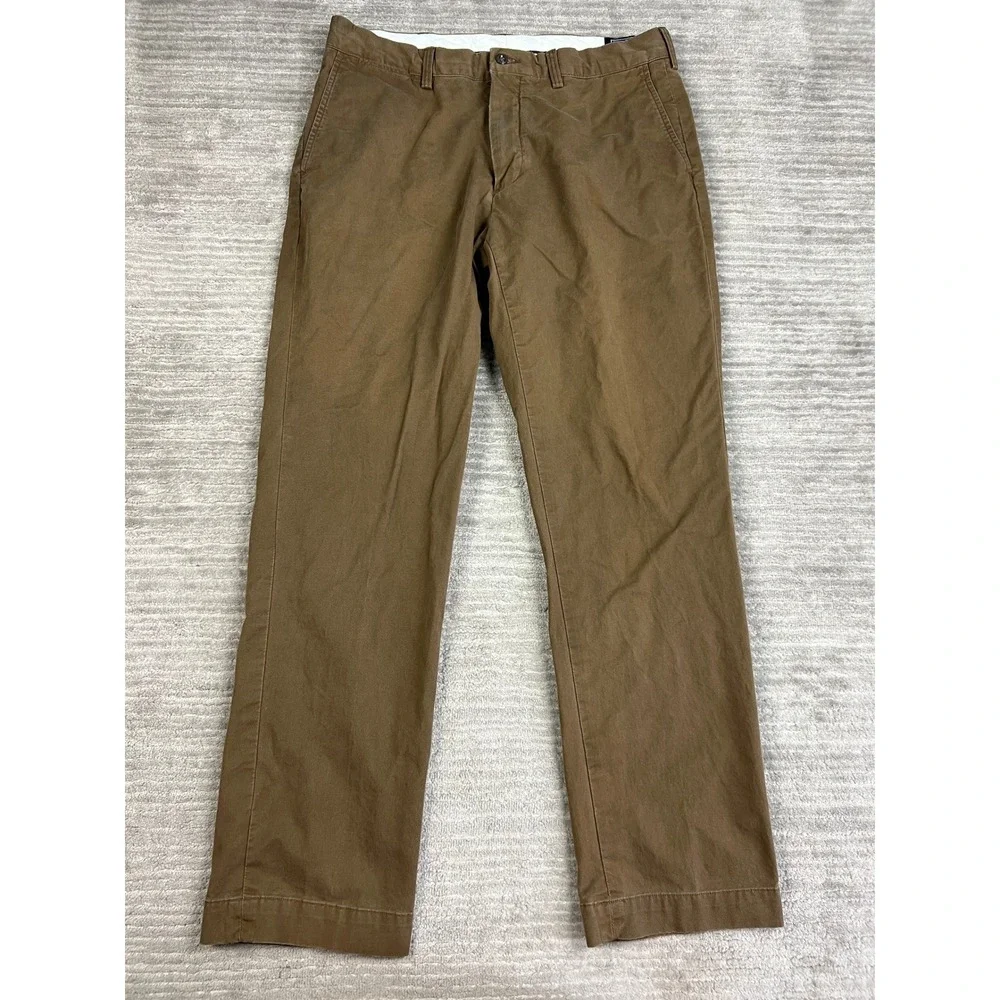 Polo Ralph Lauren Chinos Mens 36x30 Brown Classic Fit Cotton Stretch Trousers